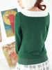 green Peter Pan collar sweater