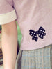 lavender back button top with collar