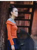 sloping embroidered shoulder top