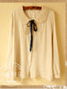 crocheted collar polka dot long sleeve shirt