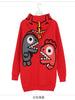 cartoon dino fleece hooded pullover
