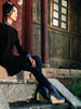 streamlined Chi-pao velvet dress