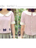 lavender back button top with collar