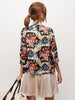 single button floral print chiffon jacket