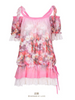 rosy bare shoulder chiffon blouse