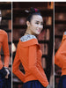 sloping embroidered shoulder top