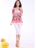 rosy bare shoulder chiffon blouse