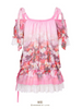rosy bare shoulder chiffon blouse