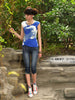 Clearance - ocean waves Mandarin style top