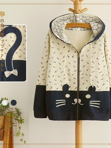 lace kitten hooded jacket