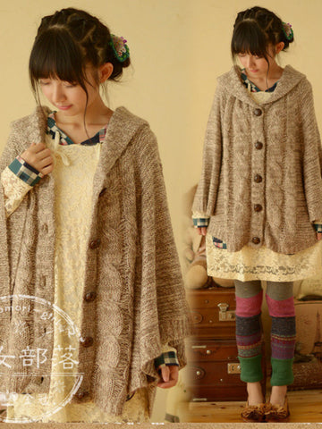 Clearance - fall cable cape cardigan