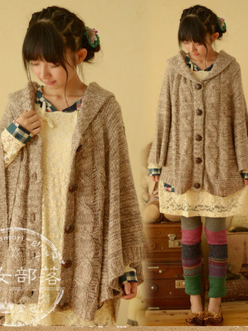 fall cable cape cardigan