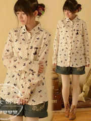 cat and bow cotton shirt