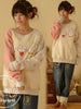 cartoon cat patchwork pullover